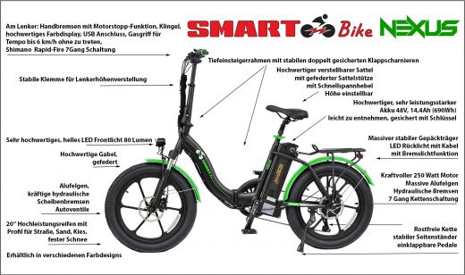 SMARTbike NEXUS 3.0 Faltbar mit Tiefeinsteigerahmen, 3 Reifen